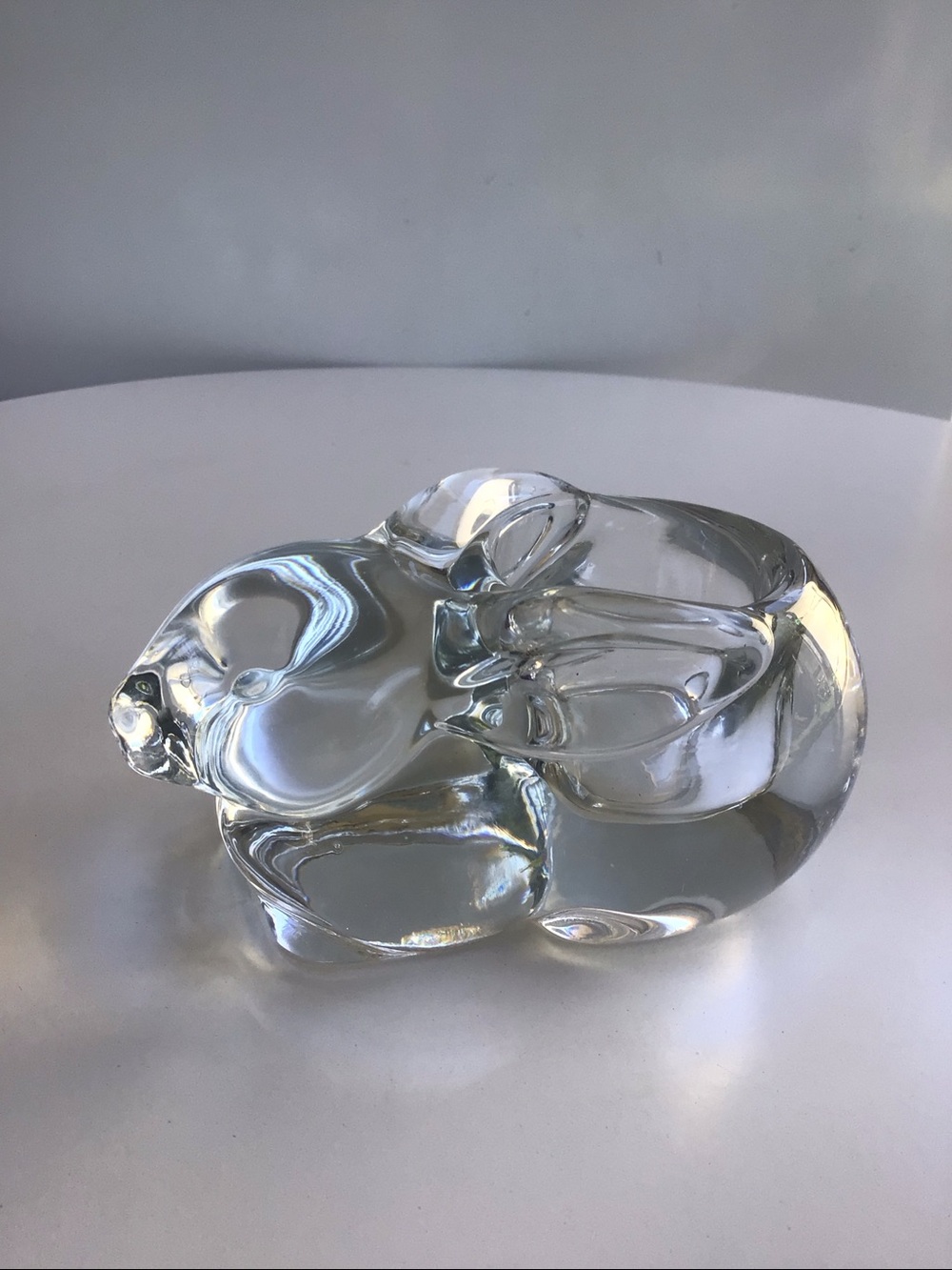 Glass rabbit bunny candle holder piece vintage